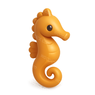 3D Isometric Seahorse Icon with Volumetric Feel