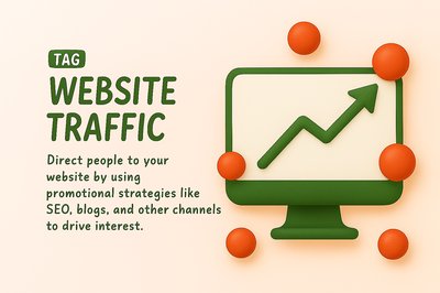 3D Illustration of Website Traffic Concept with Growth Graph