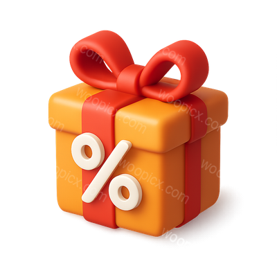 3D Gift Box Icon with Percentage Sign in Isometric View
