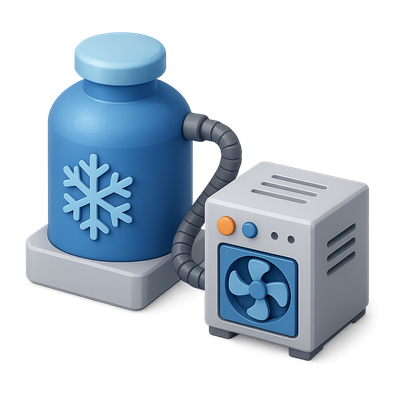 3D Cryogenic Cooling System Icon Design