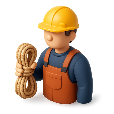 3D Rigger Icon with Rope in Isometric View