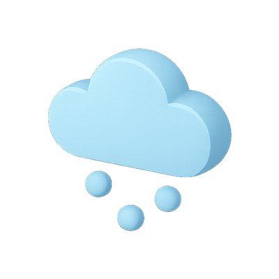 3D Cloud Icon with Raindrops for Weather Applications