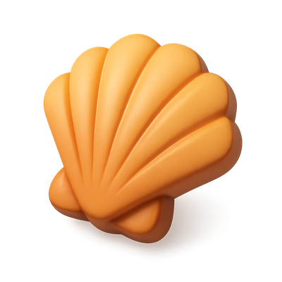 Stylized 3D Shell Icon with Volumetric Design