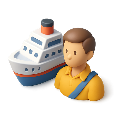 3D Icon of a Person with a Ship