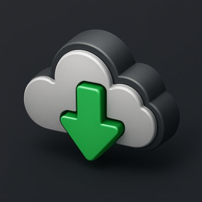 3D Cloud Download Icon with Soft Shadow