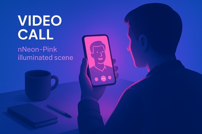 Neon Video Call with Glowing Elements