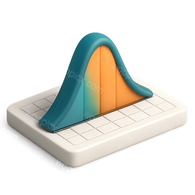 Stylish 3D Bell Curve Icon with Isometric View