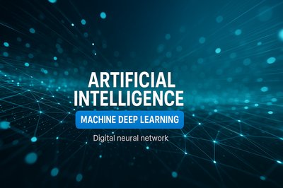 Digital Neural Network Themed Graphic for AI and Deep Learning
