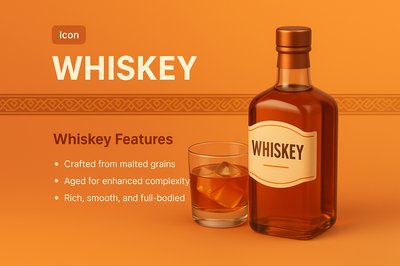 Whiskey Landing Page Design with 3D Illustration