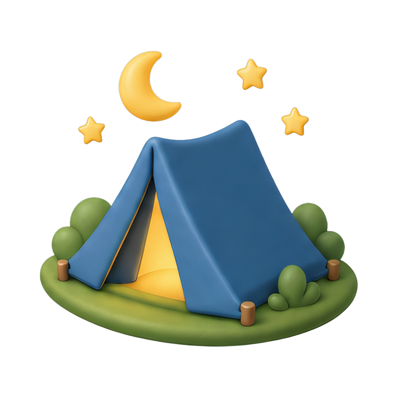 glowing tent in the dark