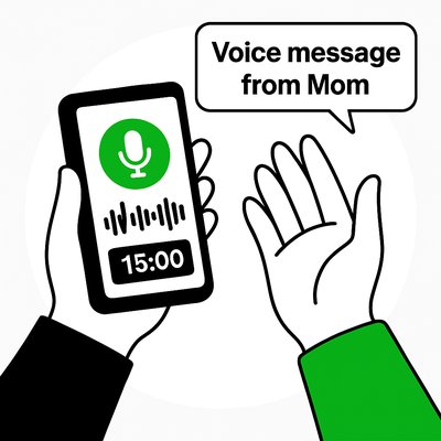Illustration of a Voice Message Interface on a Smartphone