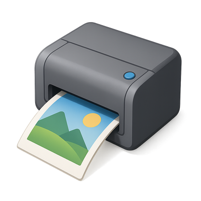 Stylish 3D Printer Icon with Landscape Print