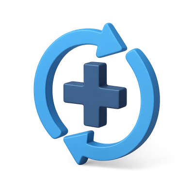 3D Circular Arrows with Cross Icon in Isometric View