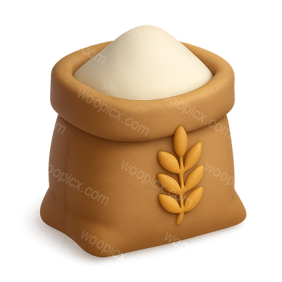 Stylized 3D Wheat Sack Icon with Flour