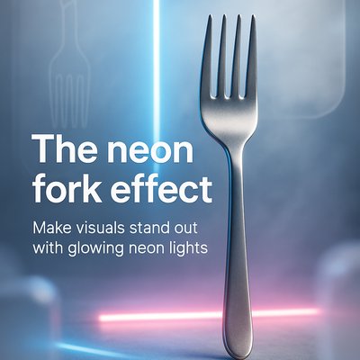 Modern Culinary Graphic Featuring Neon Lighting Effects