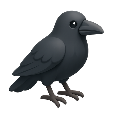 3D Isometric Giant Raven Icon with Transparent Background