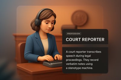 3D Illustration of a Court Reporter with Transparent Effects