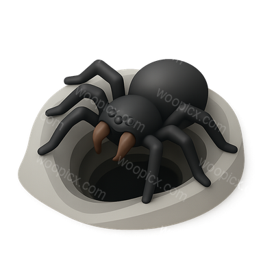 Stylized Black Spider Emerging from a Hole