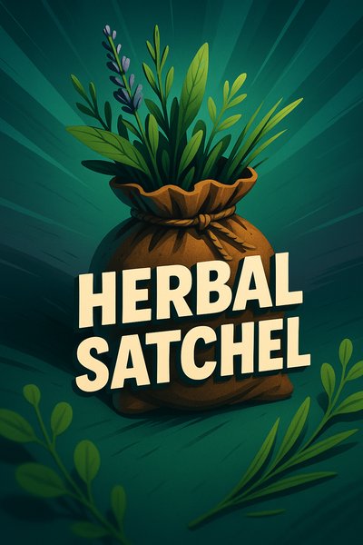 Dynamic Herbal Satchel Illustration with Vibrant Colors