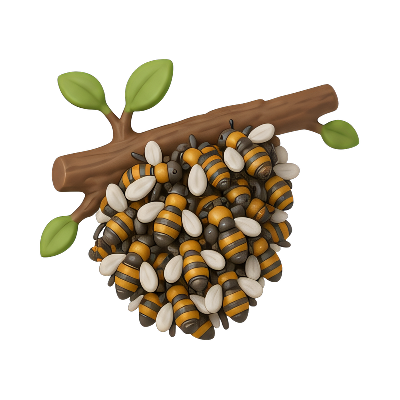 bees on a tree branch