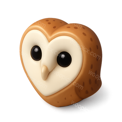 Charming 3D Barn Owl Icon with Heart Face