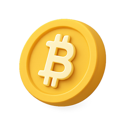 3D Render of a Bitcoin Coin in Yellow