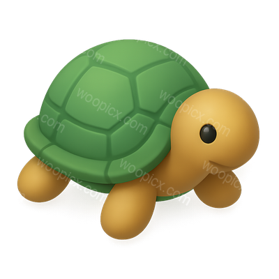 3D Turtle Icon with Isometric View and Transparent Background