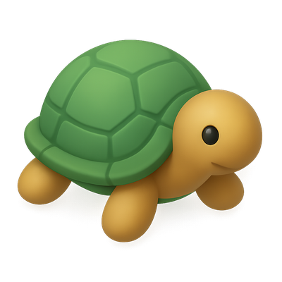 3D Turtle Icon with Isometric View and Transparent Background
