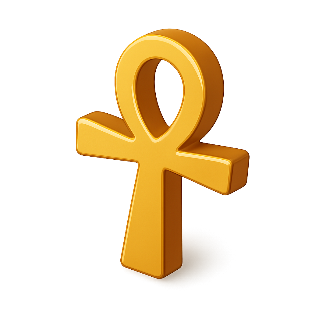 3D Golden Ankh Icon with Shadow Effect - Woopicx