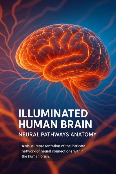 Illuminated Human Brain with Neural Pathways Anatomy