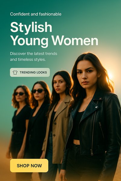Stylish Young Women Fashion Advertisement