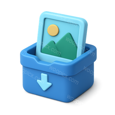 3D Storage Icon with Image Inside a Box