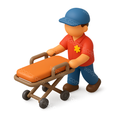 3D Paramedic Icon with Stretcher in Isometric View