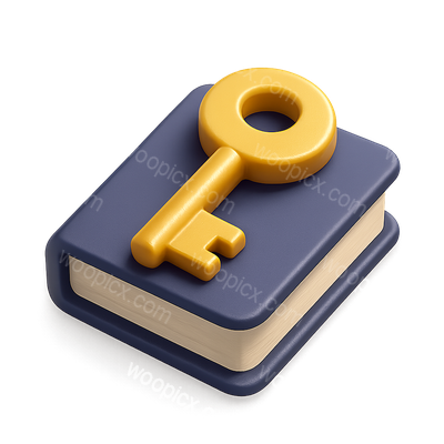3D Privilege Icon with Key and Book Design