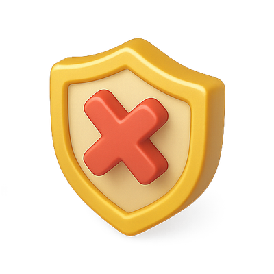 3D Icon of a Security Shield with a Red Cross