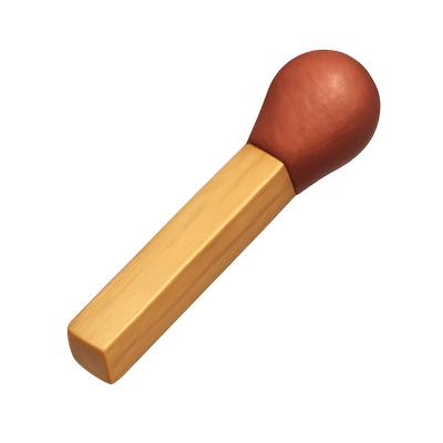 3D Matchstick Icon with Volumetric Design