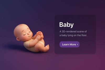 Charming 3D Scene of a Baby Lying on the Floor