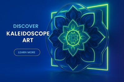 Neon Symmetrical Pattern with Kaleidoscope Art