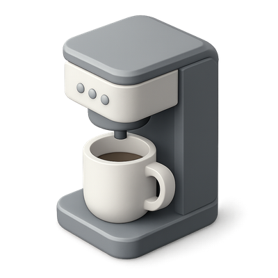Stylish 3D Coffee Maker Icon with Cup Design
