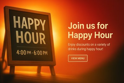 Dynamic Happy Hour Discount Board with Times