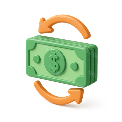 3D Icon Representing Money Exchange with Arrows