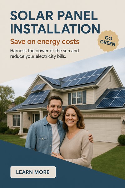 Happy Couple with Solar Panels at Home