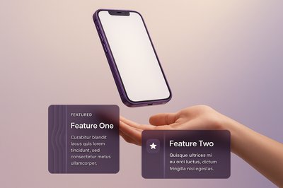 Stylish Purple Phone Floating Above a Hand