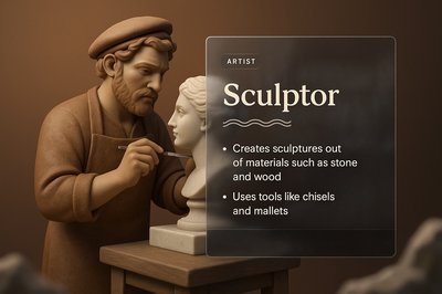 Modern 3D Design Featuring a Sculptor at Work