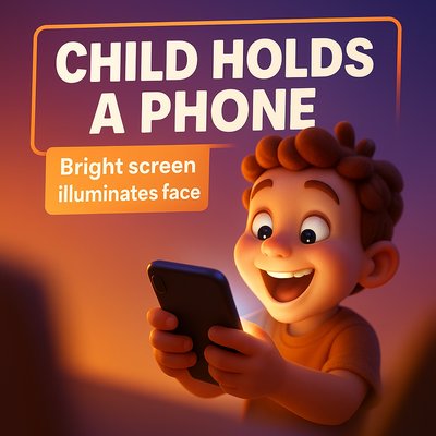 Child Engaged with Phone in Playful Setting