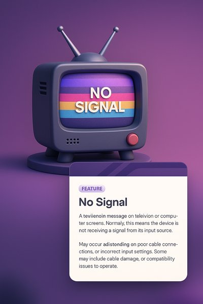 3D Illustration of No Signal on Retro TV Screen