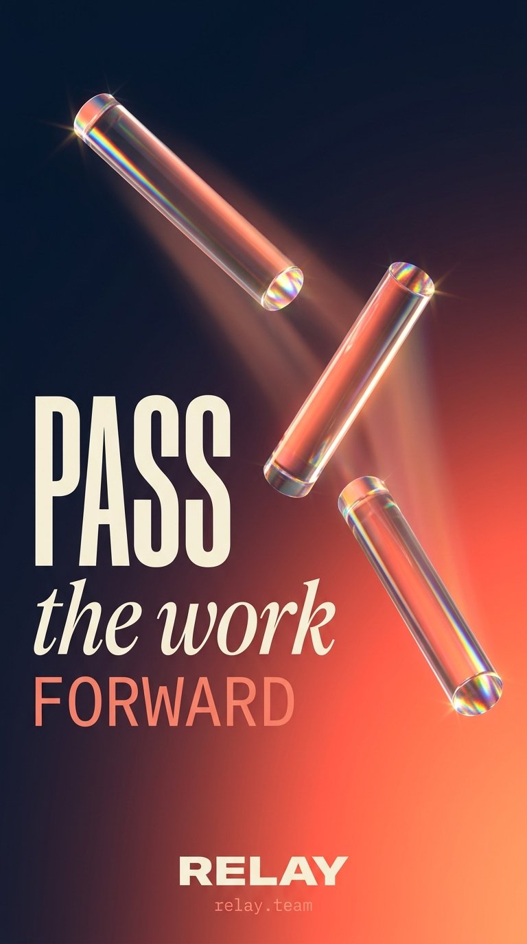Polished glass relay batons in motion