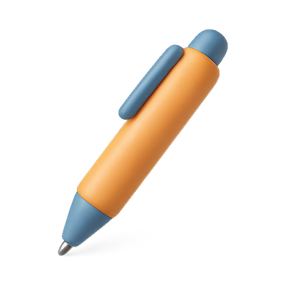 Stylish Modern Pen with Orange and Blue Design