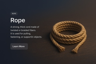 Realistic 3D Scene of Twisted Rope with Text Elements