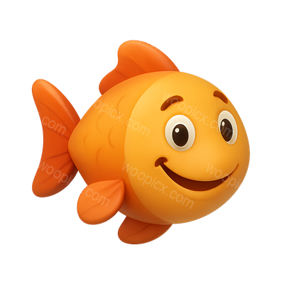 Charming 3D Smiling Fish Icon Illustration